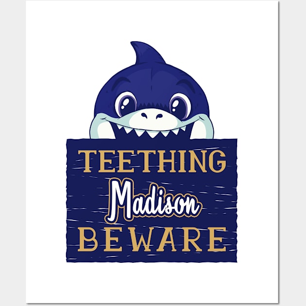 Madison - Funny Kids Shark - Personalized Gift Idea - Bambini Wall Art by Bambini